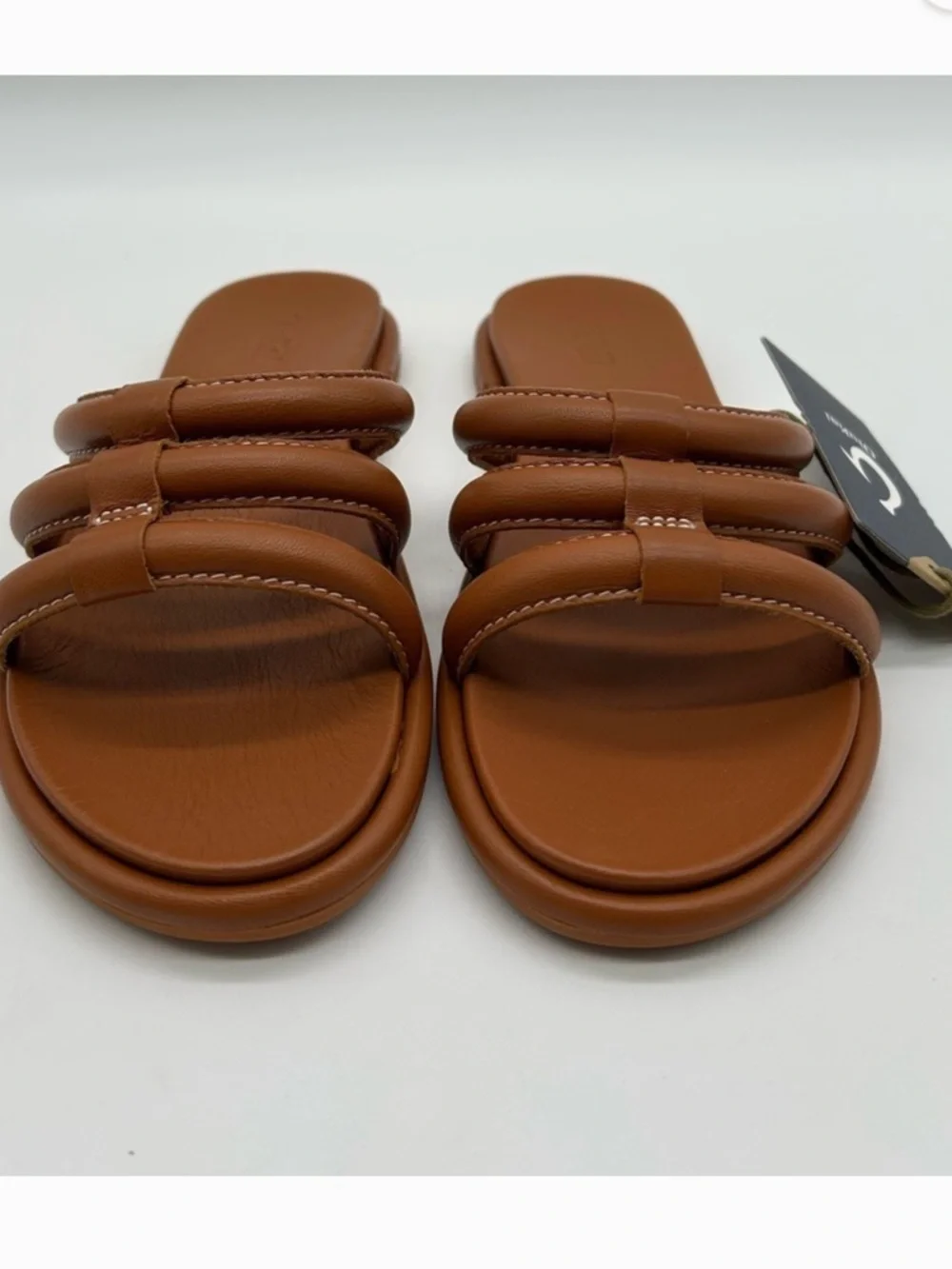 OluKai Women's Tiare Comfort Leather Slide Sandals in Fox Brown Size 10 NWT - Picture 3 of 7